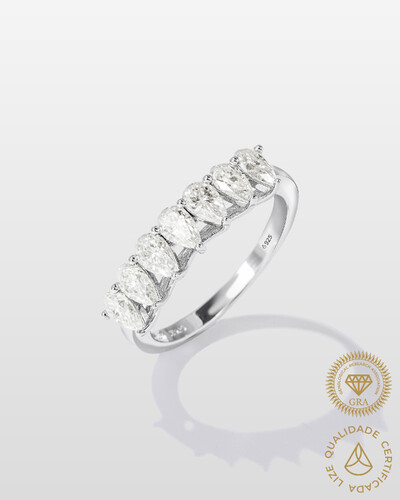Foto Anel Aparador Florence Moissanite - 3.5 mm - Prata 925