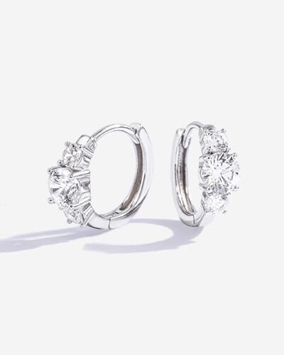 Foto Brinco Argola Try- Moissanite - 5x7mm- 0,8 ct - Prata 925