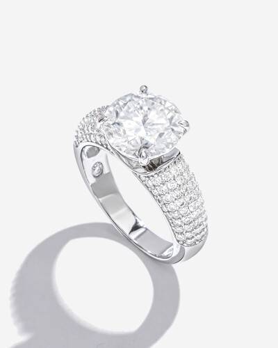 Foto Anel Solitário Callie Moissanite - 10mm - 4.0ct - Prata 925
