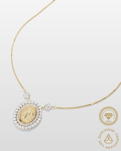 Foto Colar Medalha Milagrosa - Moissanite - Prata 925