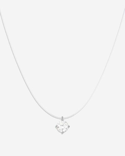 Foto Colar Fio Invisível & Ponto De Luz Emma - Moissanite - 6,0mm - 0.8ct -- 4 Garras - Prata 925