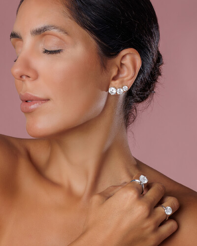 Foto Brinco Évora Moissanite - 6,5 mm - 1.0 ct - Prata 925