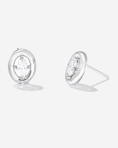 Foto Brinco Oval Meghan - Moissanite 3 mm x 5 mm - 0.6ct- Prata 925 (