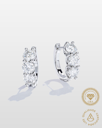 Foto Brinco Emy Moissanite - 5 mm - 0.5ct - Prata 925