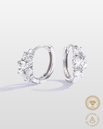 Foto Brinco Argola Try- Moissanite - 5x7mm- 0,8 ct - Prata 925