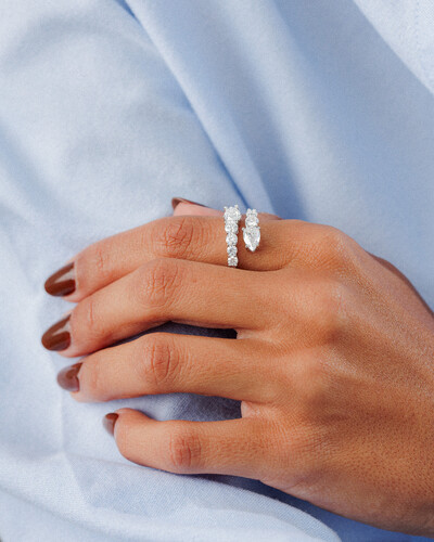 Foto Anel Ajustável Gota Aurelina - Moissanite - 5*8mm ct - 3.4ct - Prata 925