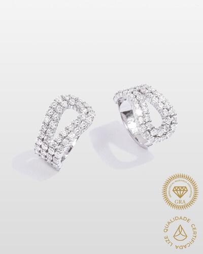 Foto Piercing Loop ( Duplo) - Moissanite 2 mm - 3.53ct- Prata 925
