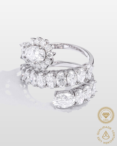 Foto Anel Ajustável Camafeu - Moissanite -7.23 ct - Prata 925