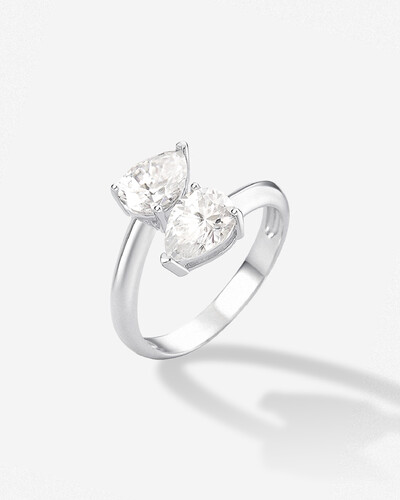 Foto Anel Ajustável Gotas Silvia - Moissanite 8mm - 1.25ct - Prata 925