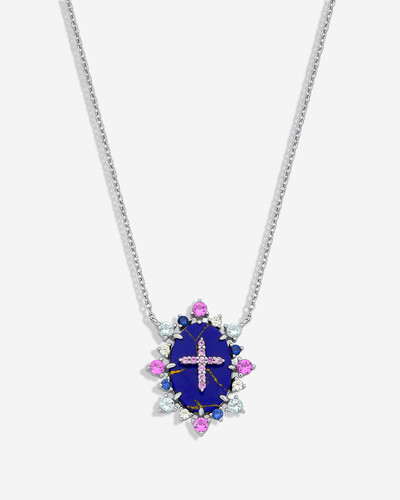 Foto Colar Cruz Lápis Lazúli - Prata 925