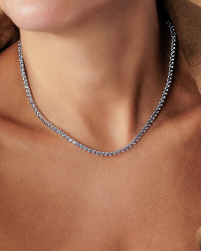 FotoColar Riviera Bianca Sky - Prata 925 (40 cm - Zircônia 3 mm - 3 garras)