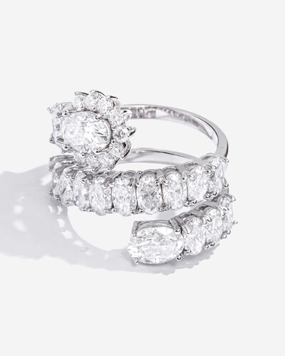 Foto Anel Ajustável Camafeu - Moissanite mm - ct - Prata 925