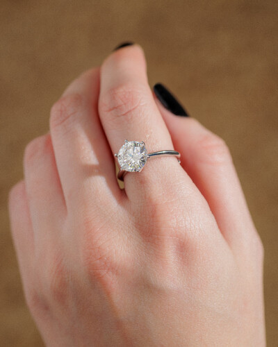 Foto Anel Solitário Glitz - Moissanite 9,5 mm - 6 garras - 3.5ct - Prata 925