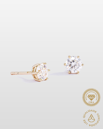 Foto Brinco Glitz - Moissanite 6,5 mm - 1ct - Prata 925