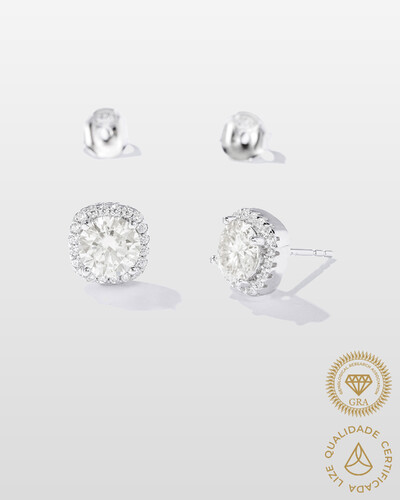 Foto Brinco Ninfea Moissanite - 6,5 mm - Prata 925