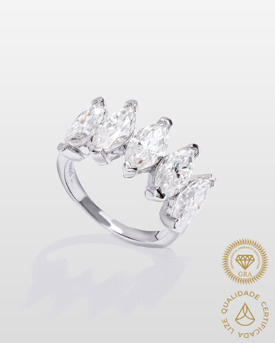 Foto Anel Aparador Melanie - Moissanite 5 mm - ct - Prata 925