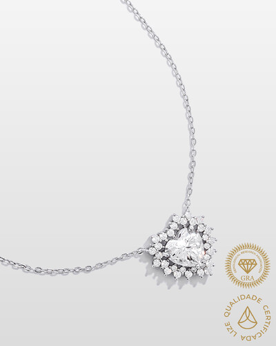 Foto Colar Coração Grace - Moissanite 0.8 mm - 2.53ct - Prata 925