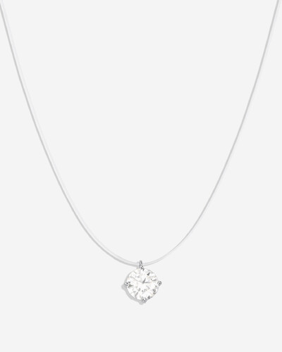 Foto Colar Fio Invisível & Ponto De Luz Caly - Moissanite - 8,0mm - 0.8ct - Prata 925