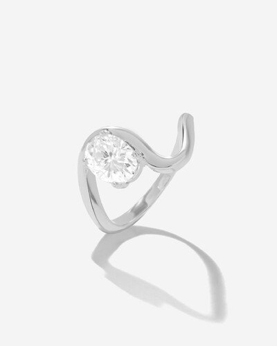 Foto Anel Orgânico Moissanite Oval - 6,8 mm- 1.5ct - Prata 925