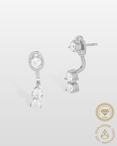 Foto Brinco Ear Jacket Lena - Moissanite - 3.0ct - Prata 925