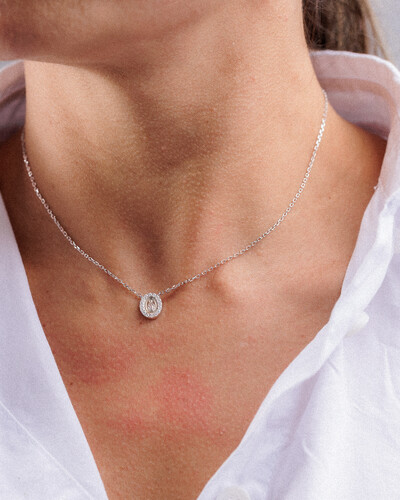 Foto Colar Medalha Nossa Senhora das Graças - Moissanite - 0.16ct - Prata 925