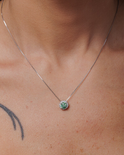 FotoColar Luxo Color Moissanite 6 mm - 0.8ct - Prata 925