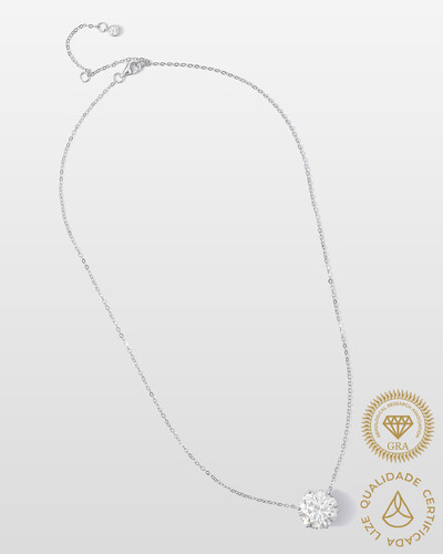 Foto Colar Glitz - Ponto de Luz Moissanite - 12,5 mm - 7.0ct - 6 garras - Prata 925