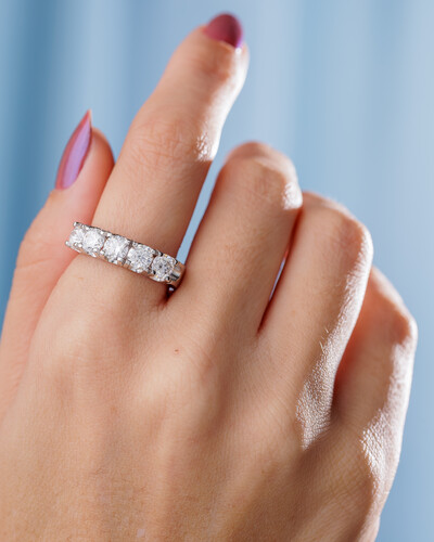 FotoAnel Aparador Princess Moissanite - 5 mm - 4 garras - Prata 925