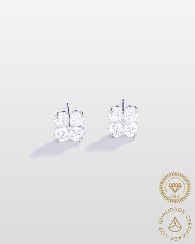 Foto Brinco Trevo Moissanite Mini 3x3mm 0.8ct- Prata 925