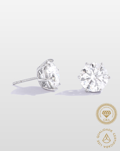 Foto Brinco Glitz - Moissanite 11 mm - 10ct- 6 Garras - Prata 925