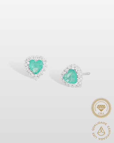 Foto Brinco Coração Beatrice Moissanite 1.1mm - 0.17ct - Prata 925