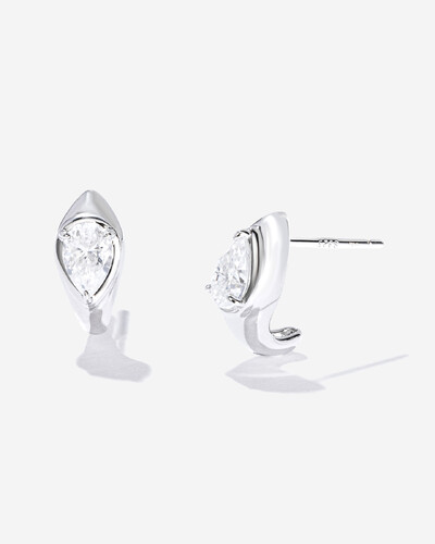 Foto Brinco Ear Hook Gota Rita - Moissanite 4 mm x 6 mm - 1.0ct- Prata 925