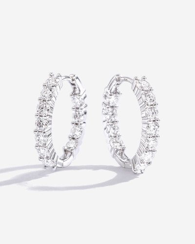 Foto Brinco Argola Veronica - Moissanite - 2cm -3,0 mm- 0,1 ct - Prata 925