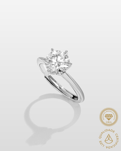 Foto Anel Solitário Glitz - Moissanite 8 mm - 6 garras - 2ct - Prata 925