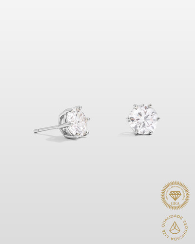 Foto Brinco Glitz - Moissanite 8 mm - 4.0ct - 6 garras - Prata 925