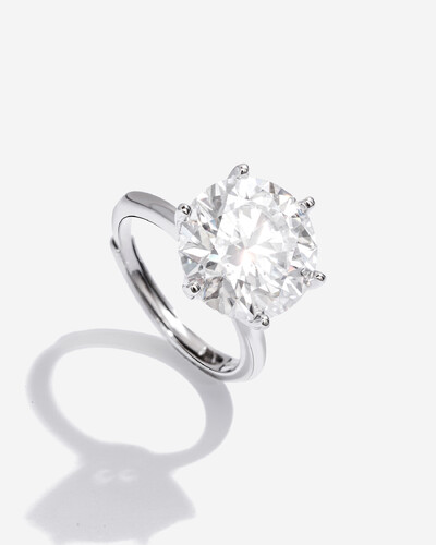 Foto Anel Solitário Glitz - Moissanite 12,5mm - 6 garras - 7.0ct - Prata 925