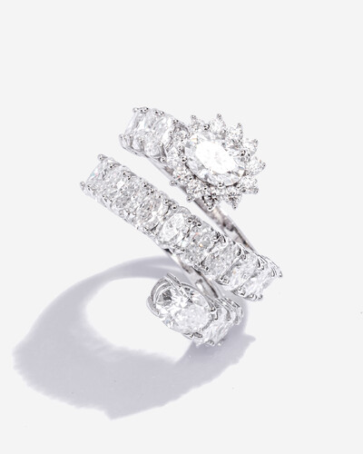 Foto Anel Ajustável Camafeu - Moissanite mm - ct - Prata 925