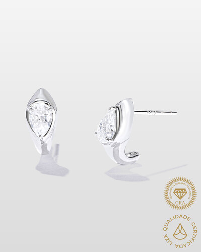 Foto Brinco Ear Hook Gota Rita - Moissanite 4 mm x 6 mm - 1.0ct- Prata 925