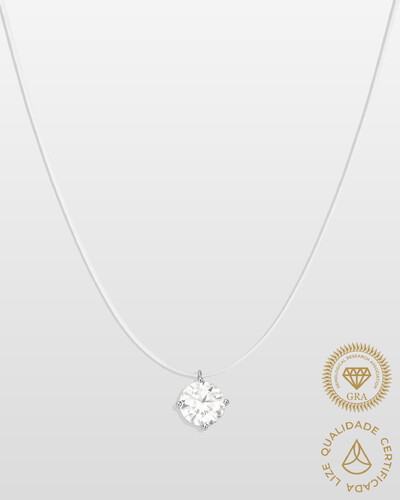 Foto Colar Fio Invisível & Ponto De Luz Caly - Moissanite - 8,0mm - 0.8ct - Prata 925