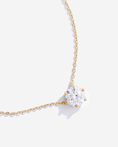 FotoColar Solitário Glitz - Moissanite - 8 mm - 2.0ct - 6 Garras - Prata 925