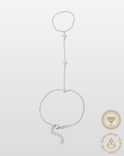 Foto Pulseira De Mão Trevos - Moissanite 2mm - 0.36ct - Prata 925