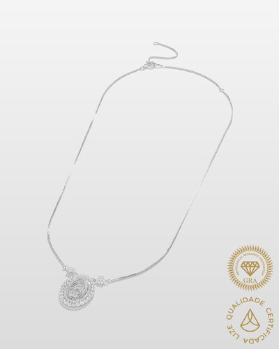 Foto Colar Medalha Milagrosa - Moissanite - Prata 925