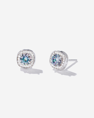 Foto Brinco Square Moissanite Ciano - 5,0 mm Prata 925