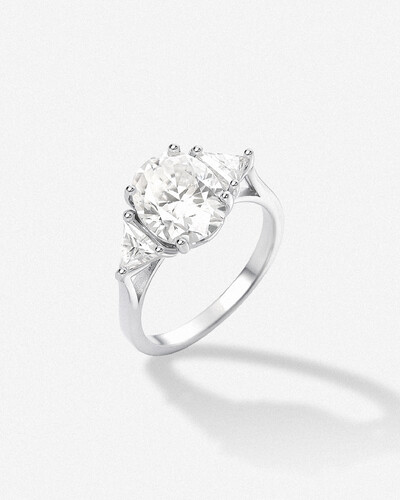 Foto Anel Oval Princess - Moissanite - 100mm- 3.0ct - Prata 925