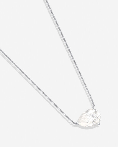 Foto Colar Gota Bina - Moissanite 10x14mm - 6.0ct - Prata 925