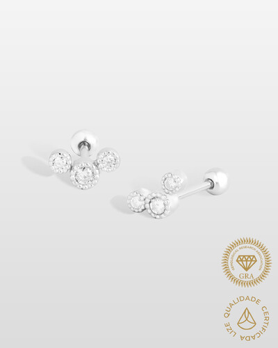 Foto Brinco Poly Moissanite 2mm*2 - 0.12ct - Prata 925