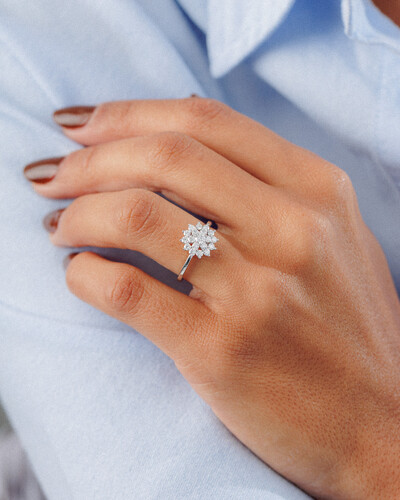 Foto Anel Floraly Moissanite - 3mm - 0.74ct - Prata 925