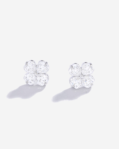 Foto Brinco Trevo Moissanite P- 4x4mm 2.4ct- Prata 925