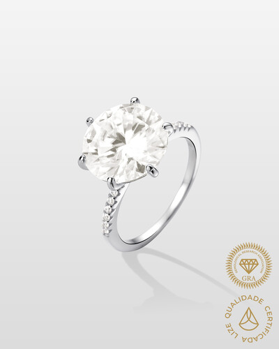 Foto Anel Solitário Moissanite Cibeli - 12mm- 6.0 ct - Prata 925