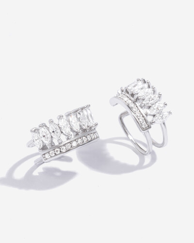 Foto Piercing Melanie ( Duplo) - Moissanite 2 x 4 mm - 1.27ct- Prata 925